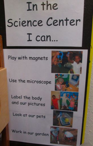 I Can anchor chart in the Science Center. Good for kindergarten with photos and simple text. Science Center Preschool Set Up, Science Center Preschool, Tab Art, Pre-k Science, Science Area, Science Centers, Preschool Science Activities, Preschool Centers, Classroom Centers