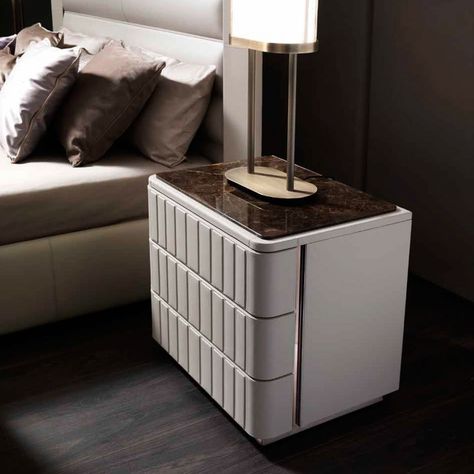 This striking bedside table made of finest material by highly respect Italian furniture maker. Featuring luxurious soft premium leather with royal marble top. Made to world class standard with a unique attention to detail, creating a sublime atmosphere for your home. This Nightstand can be made in various colour leathers and marble. Prices vary. Call us today for latest offers and to secure your order. Latest Side Table Designs, Italian Marble Table, Luxury Bed Side Table Design, Sidebed Table, Luxury Night Stand, Side Tables Bedroom Modern, Luxury Side Table, Bed Side Table Design, Luxury Bedside Table