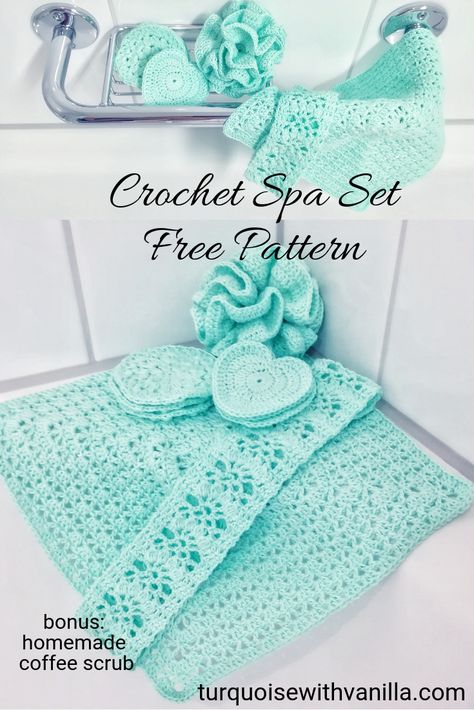 Crochet Spa Set contains the patterns for: a puff shower, facial pads, facial scrubbies, a headband and a washcloth. And at the end of the article you will find how I make my handmade coffee-sugar scrub. Sea Shell Bathroom, Crochet Spa Set, Shell Bathroom, Crochet Washcloth Free Pattern, Crochet Washcloth Free, Scrubbies Crochet Pattern, Crochet Scrubbies, Dishcloth Crochet Pattern, Crochet Faces