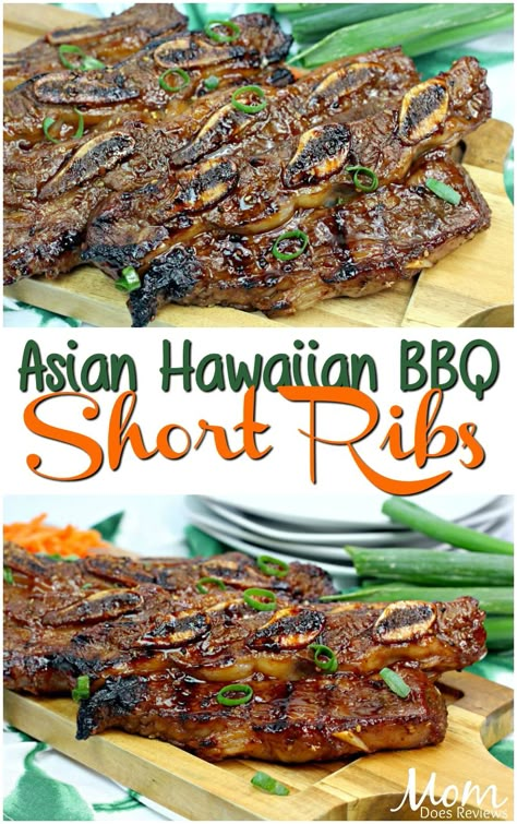 Hawaiian Bbq Short Ribs, Bbq Short Ribs, Asian Bbq, Hawaiian Foods, Beef Short Rib Recipes, Hawaiian Bbq, Hawaiian Dishes, Polynesian Food, Short Ribs Recipe