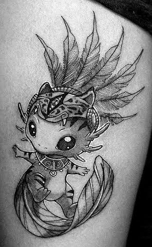 Mexican Cat Tattoo, Axolotl Art Illustrations, Mexican Flash Tattoo, Purepecha Tattoo, Alebrijes Tattoo, Aztec Axolotl, Aztec Art Tattoo, Axolotl Tattoo, Wolf Tattoo Traditional