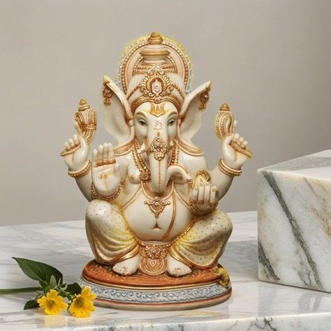 Ganpati Idol, Pure White Marble, Ganesh Murti, Ganesh Idol, Elephant God, Ganesha Statue, Ganesh Ji, Krishna Ji, Marble Sculpture