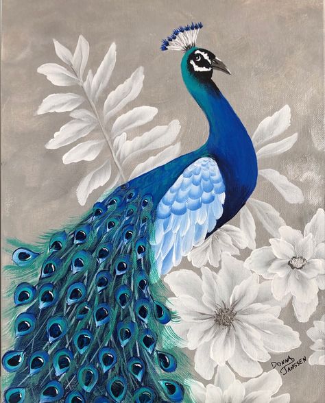 Paintings Of Peacocks Acrylic, Peackok Drawing Peacock Painting, Textured Peacock Painting, Painting A Peacock, Peacock Paintings Acrylic, Acrylic Peacock Painting, Peacock Abstract Painting, How To Draw A Peacock, Birds Painting Acrylic Canvases