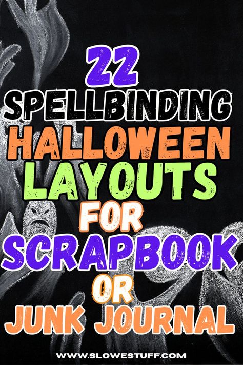 Images of halloween related items with heading that reads 22 scrapbooking pages for halloween with website www.slowestuff.com listed Journal Pockets And Tucks, Junk Journal Pockets And Tucks, Junk Journal Ideas Inspiration, Scrapbook Pockets, Gothic Journal, Free Junk Journal, Scrapbooking Titles, Junk Journal Pockets, Diy Junk Journal