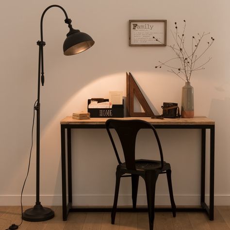 Industrial-Style Black Metal Floor Lamp H 168 cm Botanique | Maisons du Monde