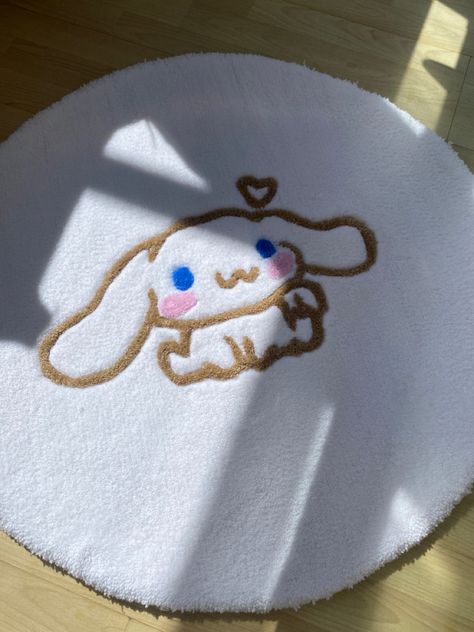 Custom Cinna Rug! Dm to order! #wersstudio #tufting #tuftedrug #tuft #customrug #sanrio #hellokitty #sanriorug #rug #rugs #cinnamoroll #cinnamorollrug #cinna #cinnarug #sanriorug #hellokittyrug Cinnamoroll Rug, Sanrio Rug, Cinnamoroll Stuff, Tufted Art, Kawaii Rug, Tufting Rugs, Carpet Making, Tufting Diy, Rug Tufting