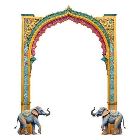 Indian Palace Illustration, Elephant Wedding Decor, Indian Wedding Elements, Gate Arch Design, Wedding Elephant, Couple Magazine, Illustration Campaign, Salim Ali, Muhammad Ali Art