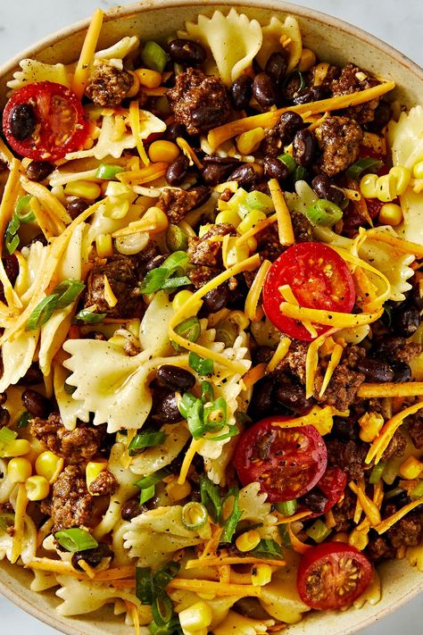 Cowboy Pasta Salad Cowboy Pasta Salad, Cowboy Pasta, Tex Mex Salad, Greek Orzo Salad, Bowtie Pasta, Enchilada Casserole, Taco Salad, Hand Pies, Cheese Pasta