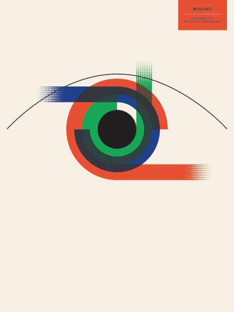 Jason Munn - SFMOMA Media Arts Poster Jason Munn, Julia Gomes, Posters Inspiration, Graphic Eyes, Eye Illustration, Screen Print Poster, Eye Logo, 타이포그래피 포스터 디자인, Poster Series