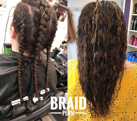 13 Modern Day Perms in 2019 [With Before & After Pictures] Braid Perms Before And After, Braid Perm Long Hair, Braided Perm Beach Waves, Braid Perm Before And After, Multi Textured Perm Long Hair, Braided Perm Before And After, French Braid Perm Before And After, Braided Perm, Braid Perm