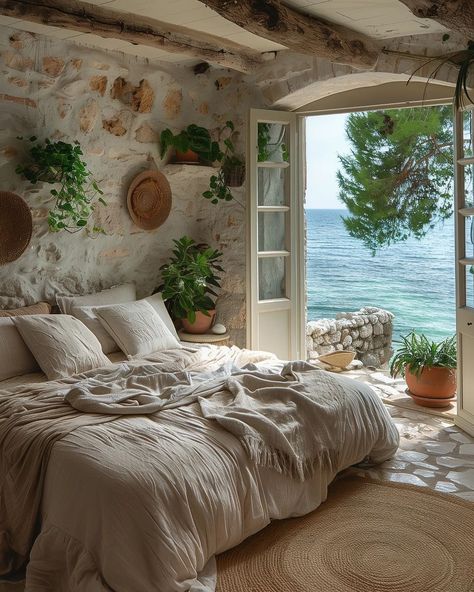 🌊 Wake up to tranquility! 🛏️✨ Dive into daily doses of serene seaside living and rustic charm right here. Which one of these pictures do you like it most from 1-6 🤩 Follow @hale_interior_design for more glimpses into paradise. Credits:Pinterest Picture 3: @cozyandrosy DM for credit #seasidesanctuary #rusticretreat #bedroom #bedroominterior #dreamhome #architecture #interior #interiordecor #rustic #greece #italy #FollowForMore Italian Bedroom Aesthetic, Mediterranean Bedroom, Vincenzo De Cotiis, Mediterranean Styles Interior, Italian Bedroom, Earthy Home Decor, Unusual Home, Dream Life House, Casa Country