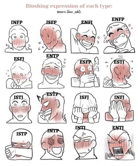 Enfj Infp, 16 Personality Types, The 16 Personality Types, Blushing Face, Drawing Face Expressions, Intp Personality, Intj Intp, Infp Personality, Mbti Relationships