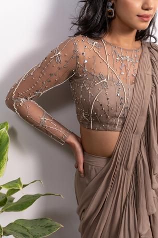 Blouse Designs Net, Net Blouse Designs, Net Saree Blouse Designs, Net Saree Blouse, Full Sleeves Blouse Designs, Netted Blouse Designs, Blouse Designs High Neck, Draped Saree, Blouse Ideas