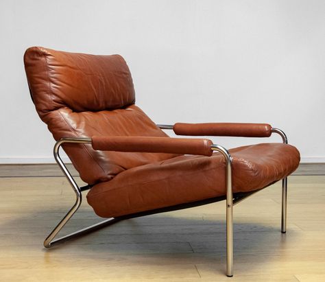 Listed on VNTG.com: 1960s Swedish Tubular Chrome And Brown Leather Brutalist Lounge Chair | #vntg #vintage Leather Armchair Vintage, Vintage Leather Chair, Mid Mod Furniture, Bowl Chair, Art Deco Lounge, Vintage Leather Chairs, Lounger Chair, Mod Furniture, Vintage Armchair