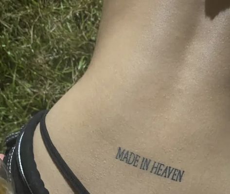 Stamptramp Tattoo, Made In Heaven Tattoo Lower Back, Tramp Stand Tattoo, Tram Stamp Tattoo, Trampstamp Tattoo Aesthetic, Teenage Tattoos, Trap Stamp Tattoos, Clean Tattoos, Made In Heaven Tattoo