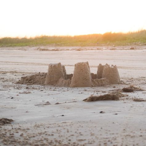 Sandcastles Aesthetic, Sandcastle Aesthetic, Sand Castle Aesthetic, Bsf Activities, Gcse Sketchbook, Sunset Captions, Playing In The Sand, Happy Nation, Texas Sunset