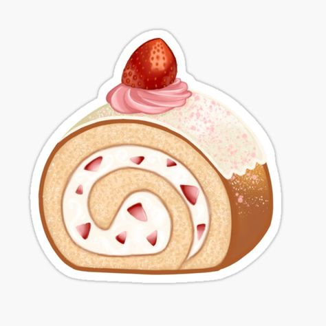 Cake Stickers, Cake Sticker, Indian Birthday Parties, Strawberry Roll Cake, Ice Cream Art, Sticker Design Inspiration, Homemade Stickers, Easy Paper Crafts Diy, Red Bubble Stickers