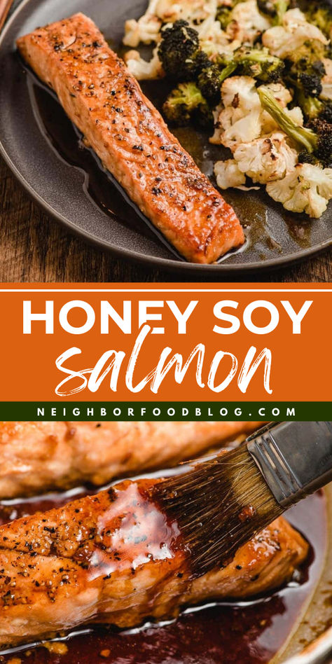 You're less than 30 minutes away from this simple healthy meal! Your rotation of easy healthy dinners must have this honey soy salmon recipe. Thanks to a honey soy glaze, this pan seared salmon recipe is wonderfully sweet and savory! Honey And Soy Sauce Salmon, Honey Soy Glazed Salmon, Soy Salmon Recipes, Salmon Recipes Stove Top, Soy Glazed Salmon, Fried Salmon Recipes, Honey Soy Salmon, Soy Salmon, Soy Glaze