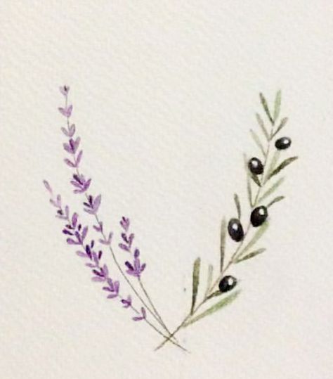 Olive Tree Tattoos, Olive Tattoo, Olive Branch Tattoo, Tattoo Tree, Ankle Tattoo Designs, Lavender Tattoo, Branch Tattoo, Flower Meanings, 수채화 그림