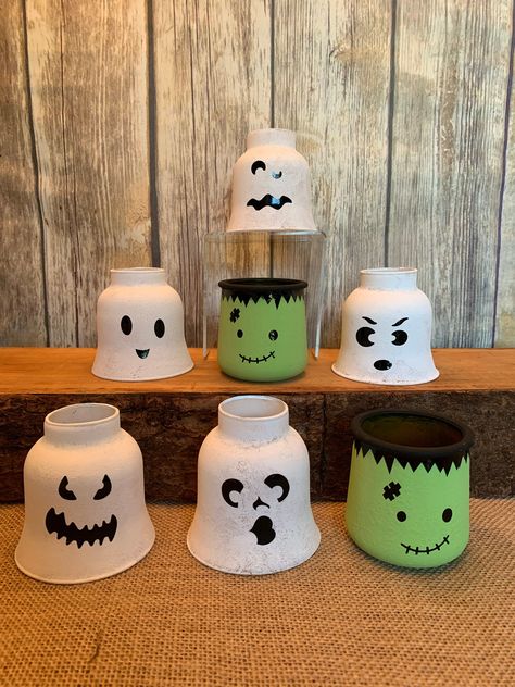 Frankenstein Face, Tablescape Thanksgiving, Ghost Halloween Decor, Light Globes, Fall Ornaments, Hallowen Ideas, Fall Decor Diy Crafts, October Crafts, Halloween Wood Crafts