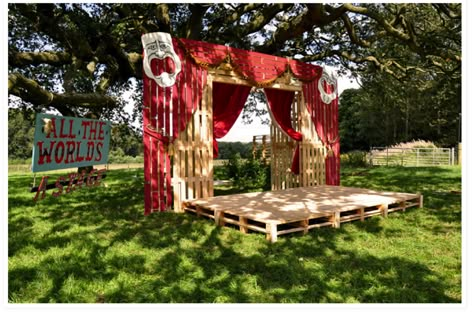 stage idea Backyard Theater Ideas, Play Stations, Pavilion Plans, Harvest Fest, Outdoor Stage, Staging Ideas, Kids Theater, Kids Outdoor Play, Outdoor Theater