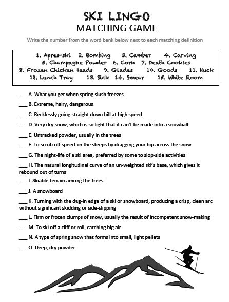 Ski Lingo Matching Game Apres Ski Games, Apres Ski Party Games, Ski Themed Party, Party Ideas On A Budget, Park Rat, Budget Inspiration, Diy Lighthouse, Skiing Video, Ski Weekend