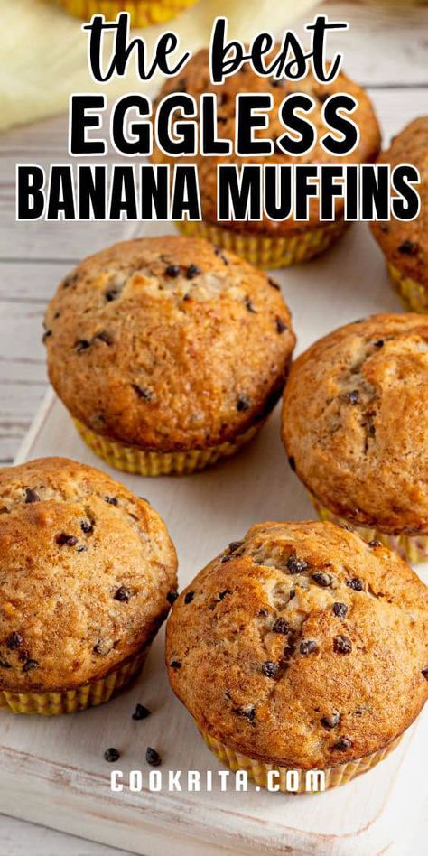 Moist Eggless Banana Muffins are the perfect way to start the day! Soft, fluffy, and delicious homemade muffins that everyone will love. Banana Oat Muffins No Egg, Banana Muffin No Egg, No Egg Oatmeal Muffins, 1 Egg Muffin Recipe, Eggless Banana Bread Muffins, Banana Muffins Without Eggs, Banana Muffins Egg Free, Banana Muffins No Egg, Eggless Banana Chocolate Chip Muffins