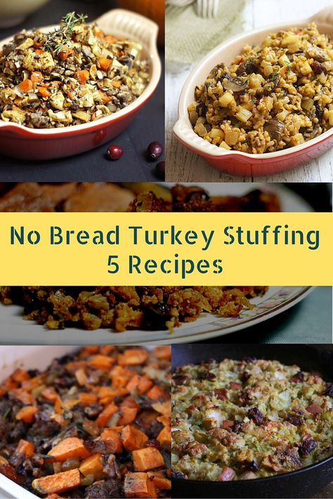 Vegan No Bread Turkey Stuffing Recipes - 5 Yummy Options #vegan #grainfree #glutenfree #thanksgiving Bread Free Stuffing, Gluten Free Turkey Stuffing Recipes, Breadless Stuffing Thanksgiving, Stuffing Alternative Thanksgiving, Vegan Turkey Stuffing, Healthy Stuffing Thanksgiving, Stuffing Alternative, Gluten Free Turkey Stuffing, Grain Free Stuffing