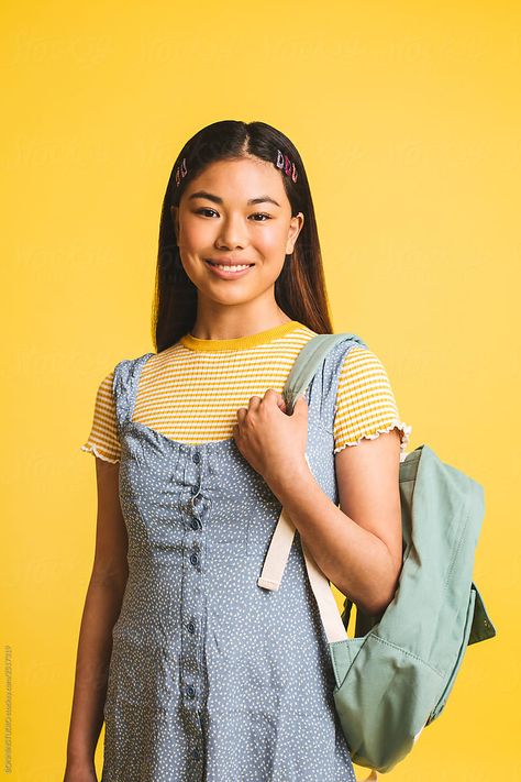 Person Holding Backpack Reference, Holding Backpack Reference Drawing, Wearing Backpack Reference, Backpack Pose Reference, Holding Backpack Reference, Holding Bag Pose, Front Pose Reference, Backpack Pose, Back To School Photoshoot