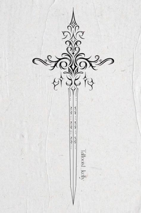 Dagger Back Tattoo Women, Pretty Dagger Tattoo, Cross Swords Tattoo Design, Mythical Swords, Dagger Tattoo Ideas, Dagger Tattoo Design, American Tattoo Ideas, Cool Henna Designs, Drawing Tattoo Ideas