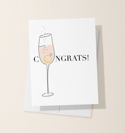 Excited to share the latest addition to my #etsy shop: Congrats card, congrats on engagement card, congratulations, wedding card, bachelorette, wedding, couple, marriage card, wedding ring card https://etsy.me/3gz38R1 #wedding #couplecard #weddingcard #greetingcard #wh Easy Handmade Wedding Cards, Congrats On Engagement, Engagement Cards Handmade, Congratulations Wedding Card, Marriage Card, Bridal Card, Wedding Shower Cards, Couple Marriage, Marriage Cards