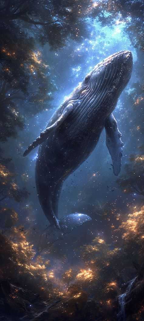 Follow me for more beautiful art. #whale #whaleart #artoftheday Whale Aesthetic, Ocean Life Art, Orca Art, Space Whale, Ocean Underwater, Whale Design, Wild Animals Pictures, Whale Art, Pretty Landscapes