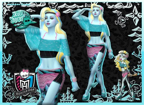 Monster High Sims 4, Sims Halloween Costume, Sims 4 Monster, Sims 4 Cheats, Sims Packs, Cute Skull, Sims Custom Content, Lagoona Blue, 4 Characters