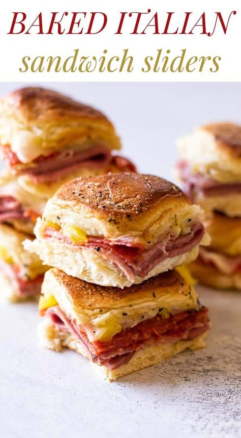 Salami Sliders, Italian Sandwich Sliders, Sandwich Sliders, Hawaiian Roll Sandwiches, Gameday Recipes, Sliders Recipes Hawaiian Rolls, Protein Sandwich, Easy Slider Recipes, Snacks Dinner