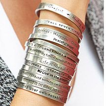 Note To Self Inspirational Lead-Free Pewter Cuff Bracelet Engraving With Cricut, Inspirational Jewelry Quotes, Cricut Engraving, Metal Stamped Bracelet, Bracelets Layered, Mantraband Bracelets, Metal Stamping Jewelry, 53rd Birthday, Metal Stamping Ideas