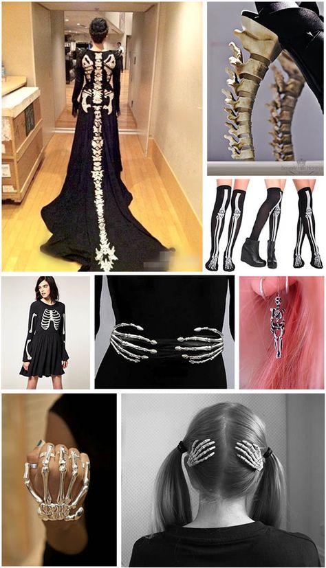 Bones Clothing, Skeleton Clothing, Skeleton Fashion, Skeleton Dress, Gothic Hairstyles, Fashion Design Clothes, 가을 패션, Costume Design, Post It