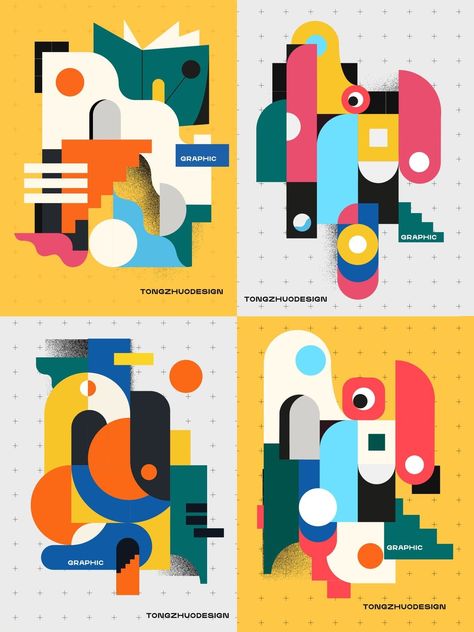 Count Down Illustration, Bauhaus Illustration, Bauhaus Pattern, Kids Branding Design, Geometric Poster Design, Geometric Graphic Design, Geometric Illustration, Geometric Shapes Art, Geometric Pattern Art