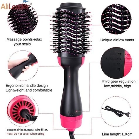 Elevate your hair game with our versatile 3-in-1 Hair Dryer Brush Styler & Volumizer. This all-in-one tool combines the functions of a hair dryer, brush, and volumizer, making it your go-to solution for salon-quality styling at home. Key Features: 3-in-1 Design: Streamline your routine with a tool that dries, styles, and adds volume in one easy step. Rapid Drying: Powerful airflow and heat settings ensure quick drying, reducing overall styling time. Volumizing Brush: The unique brush design... Hair Dryer Set, Dryer Brush, Brush Design, Hair Dryer Brush, Brush Hair, Hair Game, 3 In 1, Hair Dryer, Easy Step