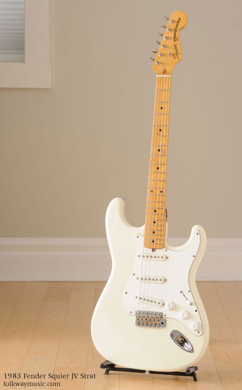 1983 Fender Squier JV Stratocaster Olympic White > Guitars Electric Solid Body | Folkway Music Colorful Skull Art, Pick Guard, Fender Strat, Fender Squier, Music Equipment, Guitars Electric, Guitar Design, Fender Stratocaster, Cool Guitar