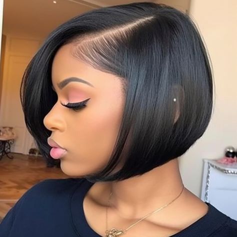 Asymmetrical Bob Hairstyles Weave Bob Hairstyles, Short Weave Hairstyles, Quick Weave Hairstyles, Short Human Hair Wigs, Hair Cute, Women Ideas, Short Straight Hair, Hair Styles 2017, Quick Weave