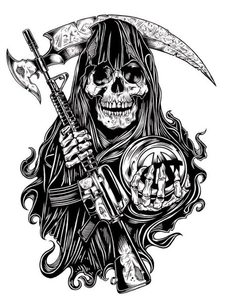 SAMCRO SOA Sons Of Anarchy Reaper, Outlaw Tattoo, Sons Of Anarchy Samcro, Pirate Tattoo, Reaper Tattoo, Japanese Tattoo Art, Cartoon Tattoos, Demon Art, Sons Of Anarchy