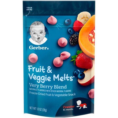 Snacks For Baby, Gerber Snacks, First Finger Foods, Yogurt Melts, Gerber Baby Food, Yogurt Snacks, Vegetable Snacks, Yogurt Bites, Rhubarb Crumble