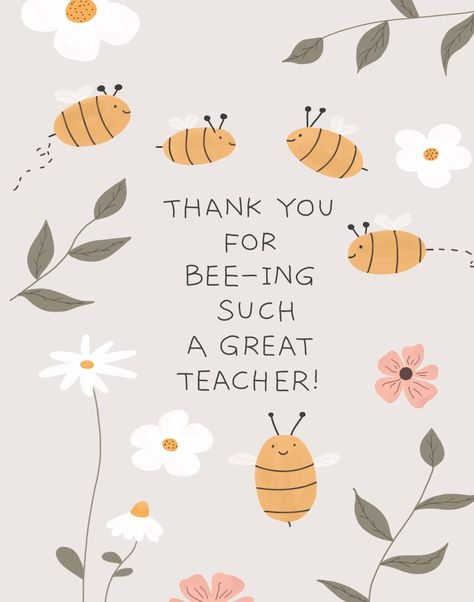 Teacher Thank You Card *DIGITAL FILE ONLY* This printable teacher appreciation card is a lovely appreciation token for your child's teacher.    * The card measures 4.25" x 5.5" folded card (A2) * The inside is blank and it does not include an envelope --------- This is a DIGITAL DOWNLOADABLE (Instant Download) FILE. No physical print will be shipped to you. Follow along @oliver_andko on Instagram for shop updates, sales, giveaways and discount codes! @2020 Oliverandko All artwork is property of Thank You For Bee-ing A Great Teacher, Thank You Teacher Cards Printable, Thank You Card Teacher, Appreciation Cards Diy, Best Teacher Ever Printable, Teacher Appreciation Cards Diy, Thank You Teacher Cards, Thank You Teacher, Thank You Card For Teacher