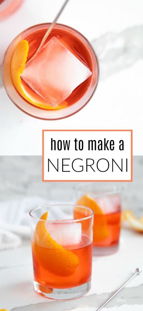 Classic Negroni Recipe #negroni #gin #negroniweek #campari #negronirecipe #vermouth #cocktail #easycocktail | For this recipe and more visit, https:theforkedspoon.com/negroni-recipe/ via @theforkedspoon Classic Negroni, Special Cocktails, Nice Drinks, Vermouth Cocktail, Negroni Recipe, Negroni Cocktail, Italian Drinks, Italian Cocktails, Cocktail Party Food