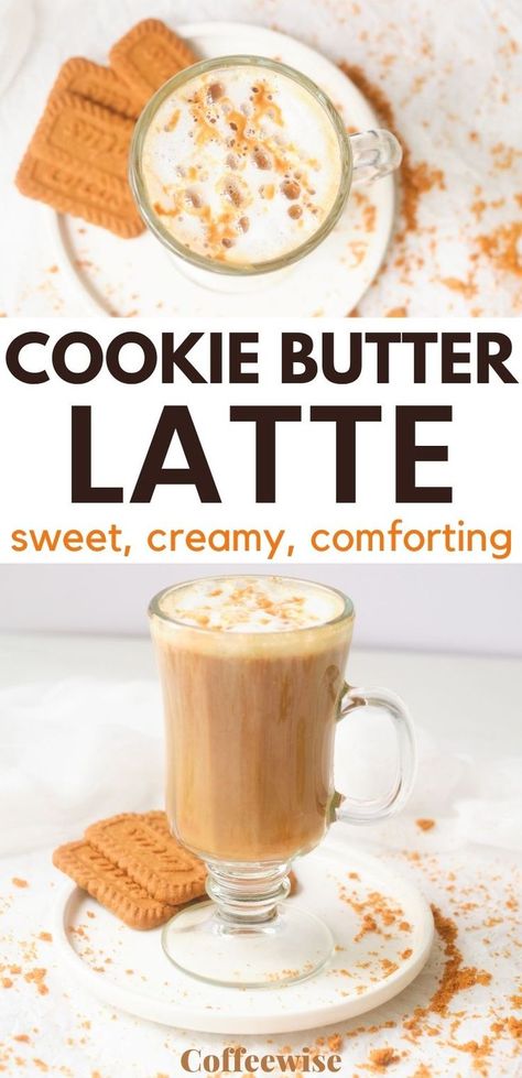 Cookie Butter Recipes Biscoff, Latte Recipes At Home, Homemade Coffee Recipes, Biscoff Coffee, Biscoff Latte, Milk Frother Recipes, Cookie Butter Latte, Barista Tips, Frother Recipes