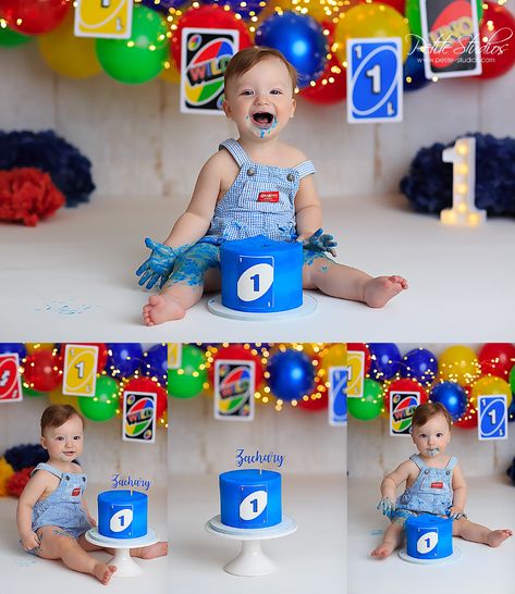 Uno Birthday Photoshoot, Uno Themed First Birthday Photo Shoot, Uno Smash Cake, Uno Cake Ideas, Uno Themed First Birthday Boys, Uno First Birthday Party Boy, Uno Photoshoot, Uno 1st Birthday Party, Uno First Birthday Party