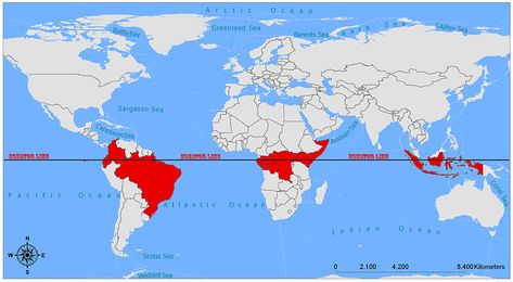 Equator Line/Countries on the Equator 1 Equator Map, Geometry Project, Visual Capitalist, World Map Continents, World Map With Countries, Connecting Dots, Asia Continent, Tropic Of Capricorn, Facing The Sun