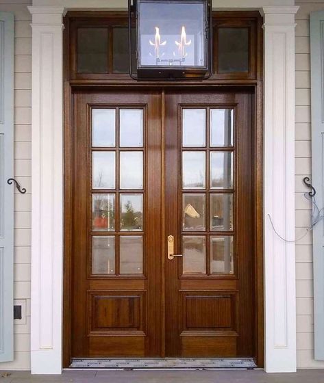 Hatcliff Construction on Instagram: “PROGRESS! These mahogany doors have been stained Dark Walnut. SWIPE 👈🏻 to see the pine ceilings also stained Dark Walnut.…” Dark Walnut Front Door, Stained Mahogany Front Door, Stain On Mahogany Wood, Mahogany Front Door Stain Colors, Stain For Mahogany Door, Special Walnut Door Stain, Double Mahogany Front Door, Stains On Mahogany Wood, Refinish Mahogany Front Door