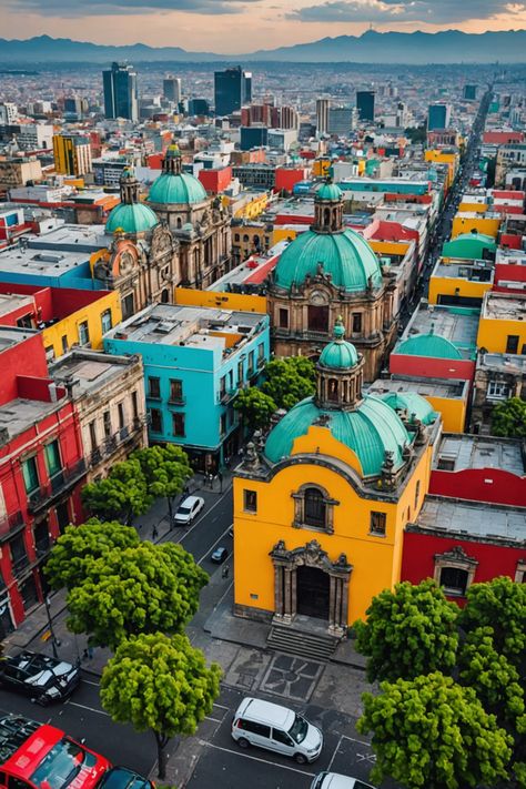 Vibrant Vistas: A Cultural Tour of Mexico City Fantasy Mexico, Mexican City Aesthetic, Coyoacan Mexico City, Kiosk Cafe, Mexico City Landscape, Mexico City Architecture, Aztec History, Mexican Monuments, Mexico Architecture