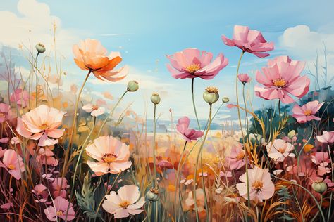 Landscapes In Impressionist Watercolor Style flower meadow Impressionist Watercolor, Landscape Meadow, Photo Flowers, Flower Meadow, Landscape Wallpaper, Flower Field, The Field, Graphic Resources, Wild Flowers